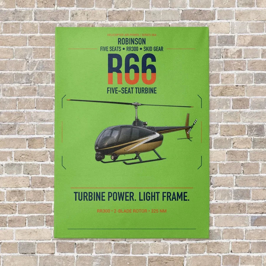 Robinson R66 vertical canvas print - no frame - light green background