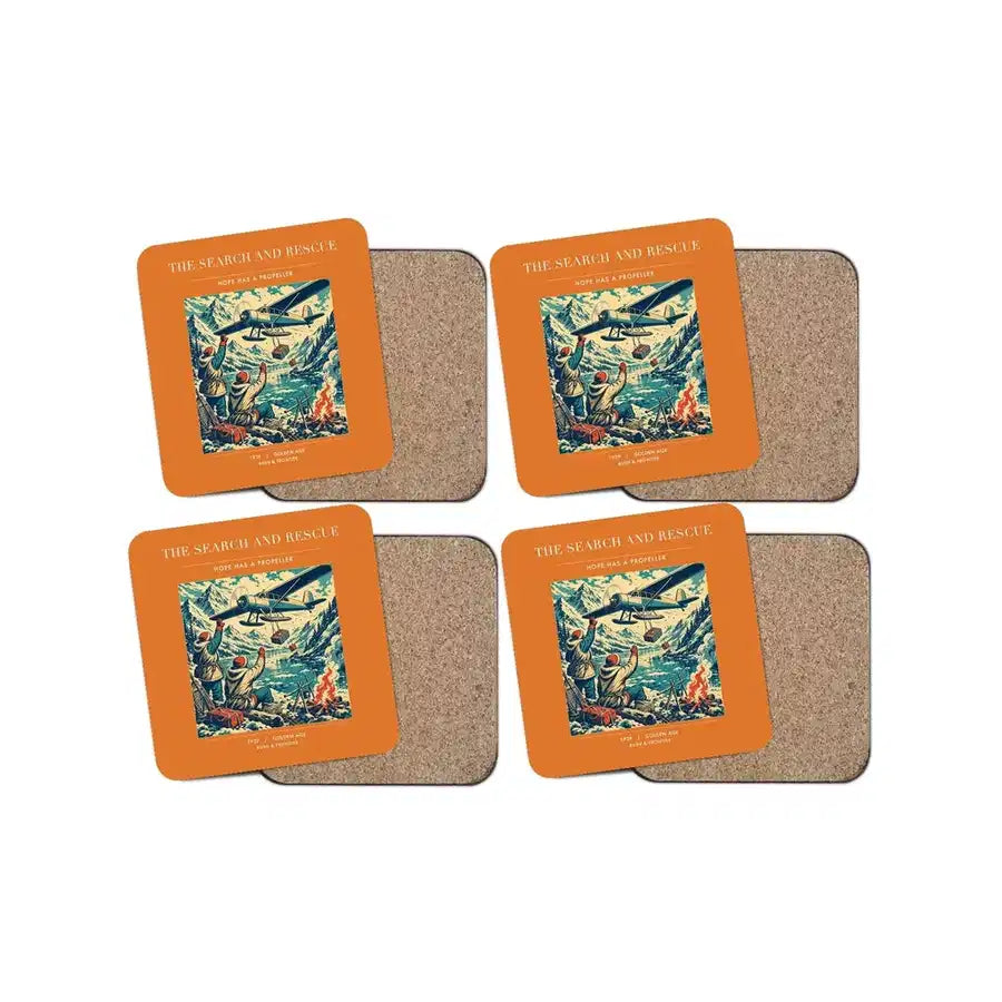 The Search And Rescue - Designed Coasters design on orange 4-pieces-set