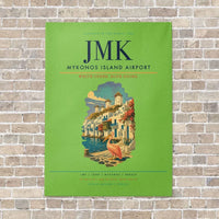 Thumbnail for Mykonos Island Airport JMK vertical canvas print - no frame - light green background