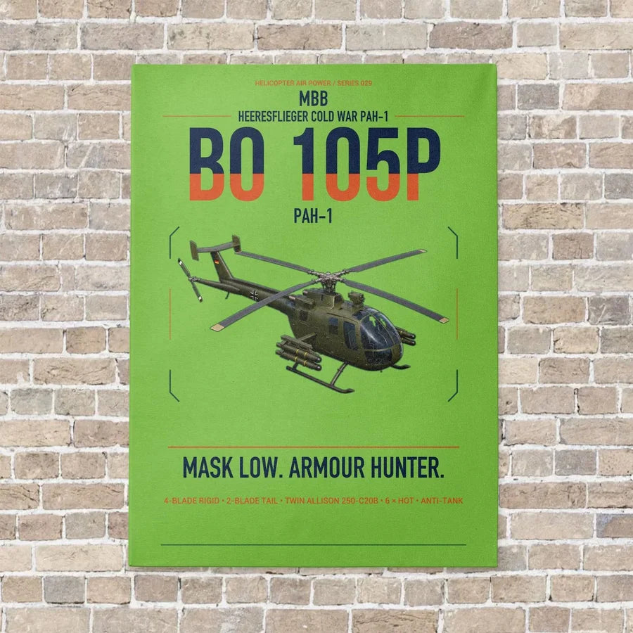 MBB BO 105P PAH-1 vertical canvas print - no frame - light green background