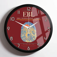Thumbnail for Erbil International Airport (EBL) design on dark red framed wall clock