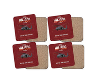 Thumbnail for Sikorsky HH-60G Pave Hawk design on dark red 4 pieces set coaster