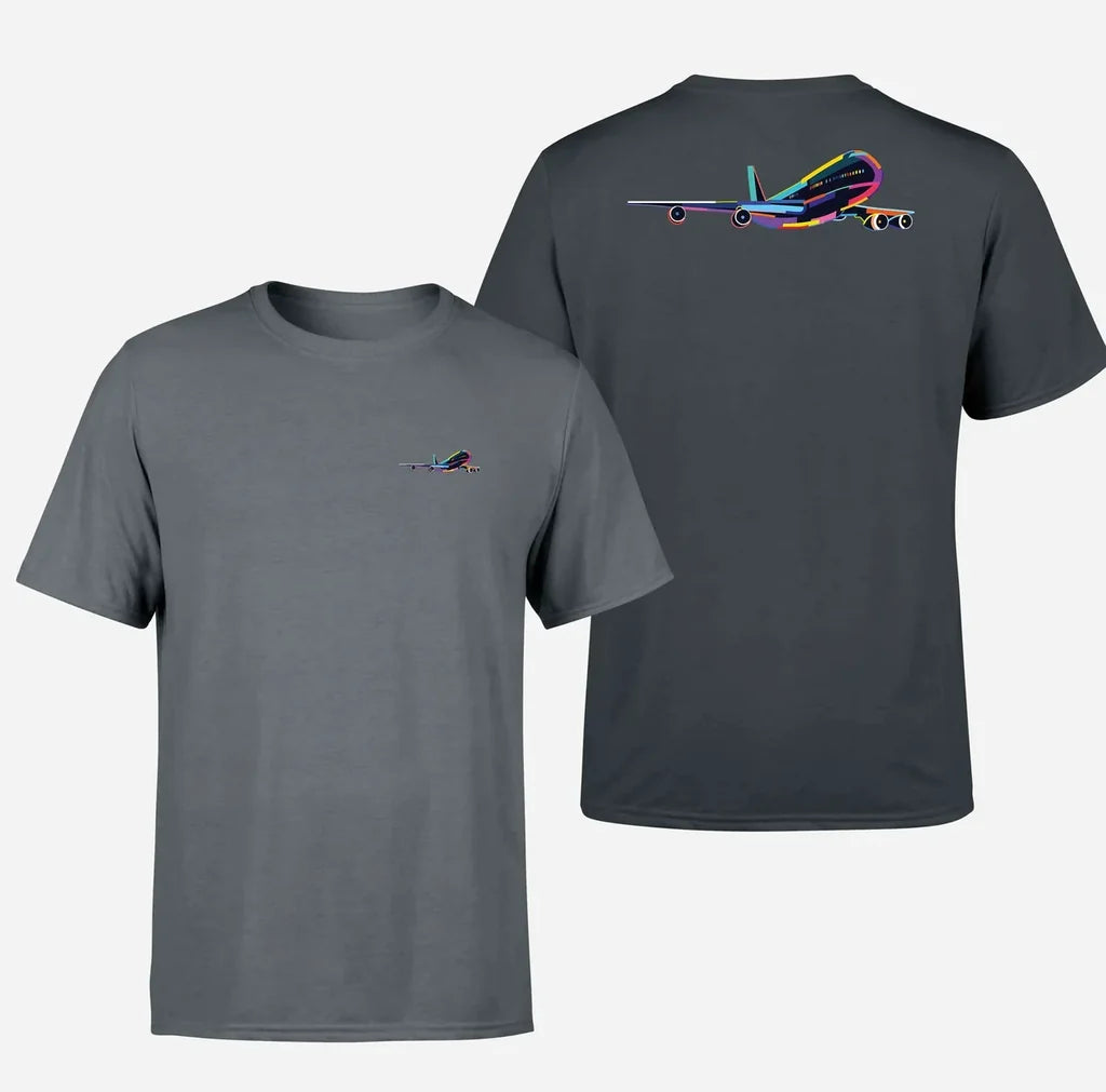 Multicolor Airplane Designed Double-Side T-Shirts - view 12