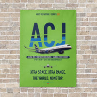 Thumbnail for Airbus ACJ350 / exact ACJ350-900 vertical canvas print - no frame - light green background