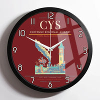 Thumbnail for Cheyenne Regional Airport (CYS) design on dark red framed wall clock