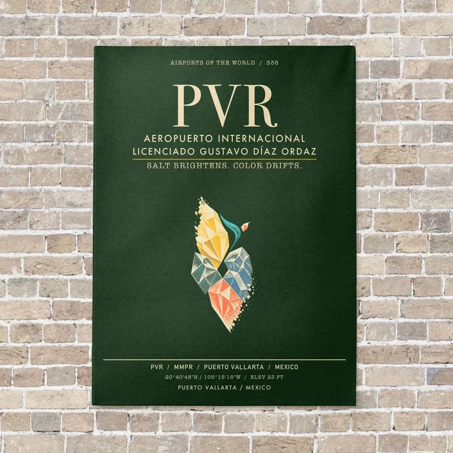 Aeropuerto Internacional Licenciado Gustavo Diaz Ordaz PVR - Canvas Framed - Dark Green