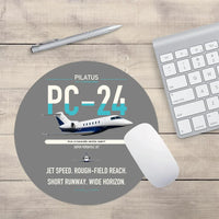 Thumbnail for Pilatus PC-24 design on gray round mouse pad