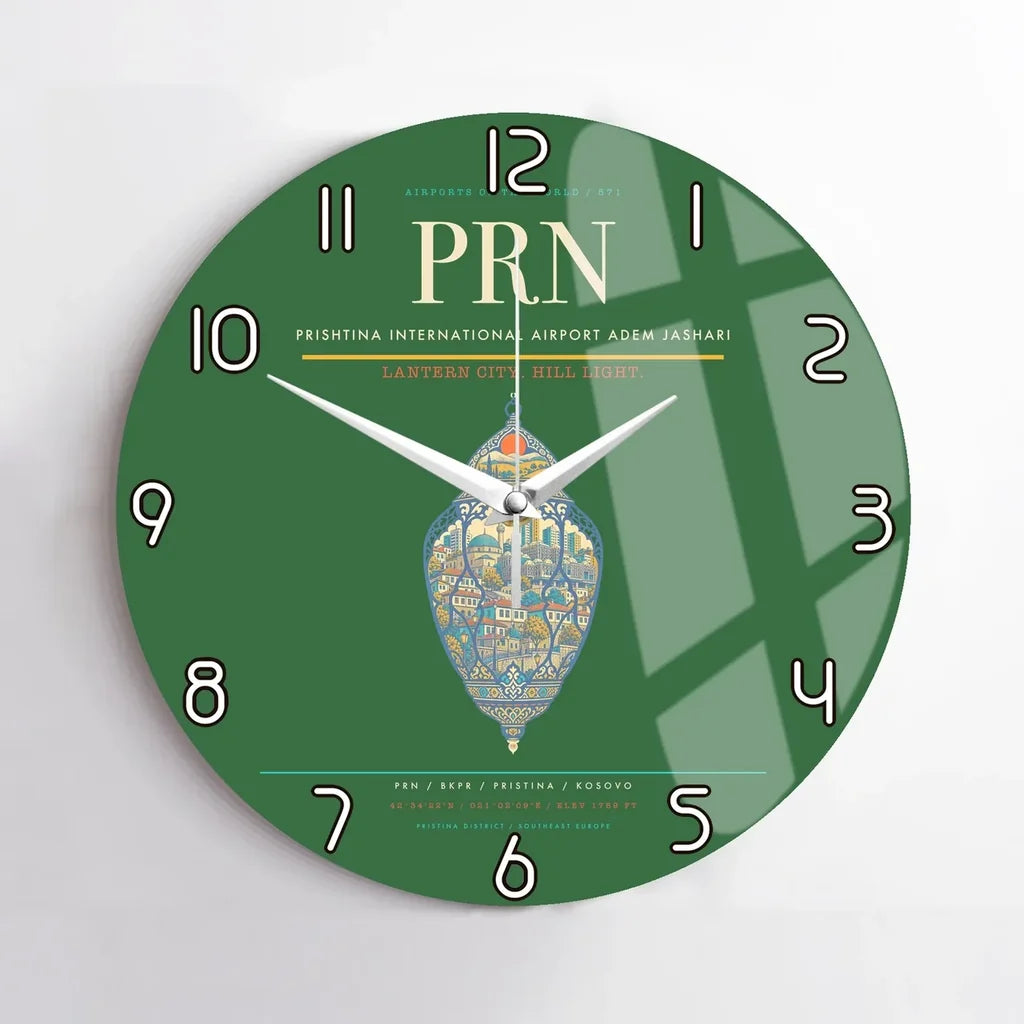 Prishtina International Airport Adem Jashari PRN Wall-Clock No-Frame - Green