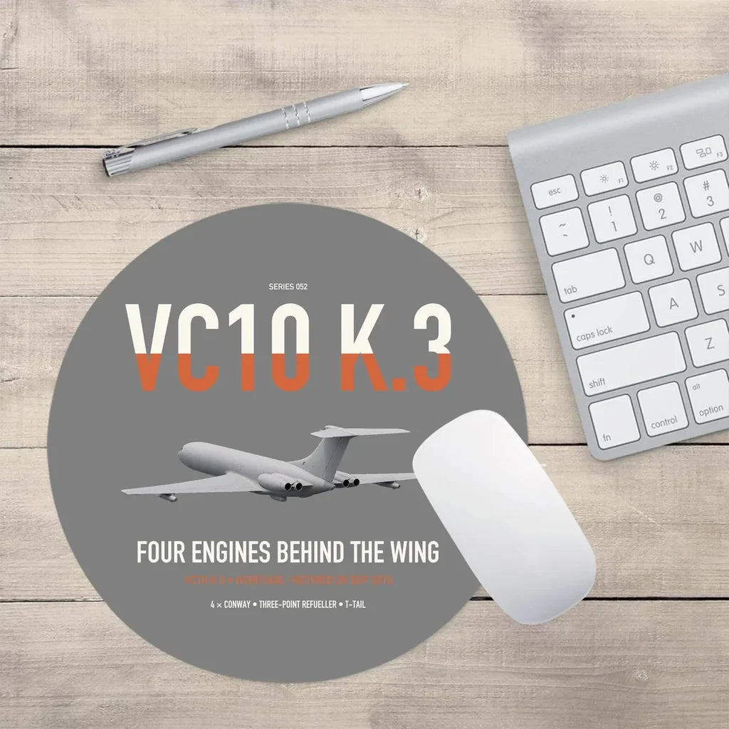 Vickers VC10 K.3 design on gray round mouse pad