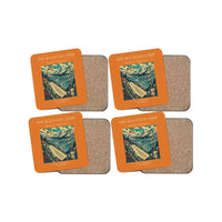 Thumbnail for The Mountain Strip - Designed Coasters design on orange 4-pieces-set