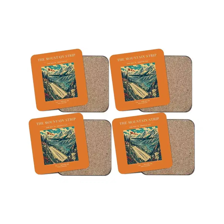 The Mountain Strip - Designed Coasters design on orange 4-pieces-set