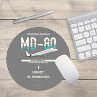 Thumbnail for McDonnell Douglas MD-80 design on gray round mouse pad