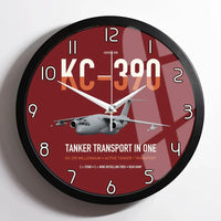 Thumbnail for Embraer KC-390 Millennium design on dark red framed wall clock