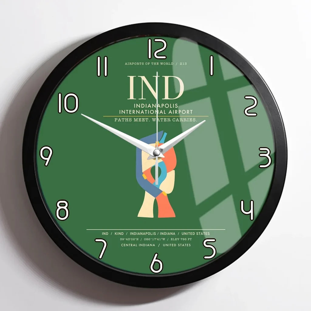 Indianapolis International Airport IND Wall-Clock Framed - Green