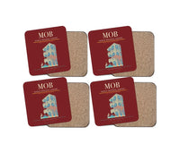 Thumbnail for Mobile Regional Airport (MOB) design on dark red 4 pieces set coaster