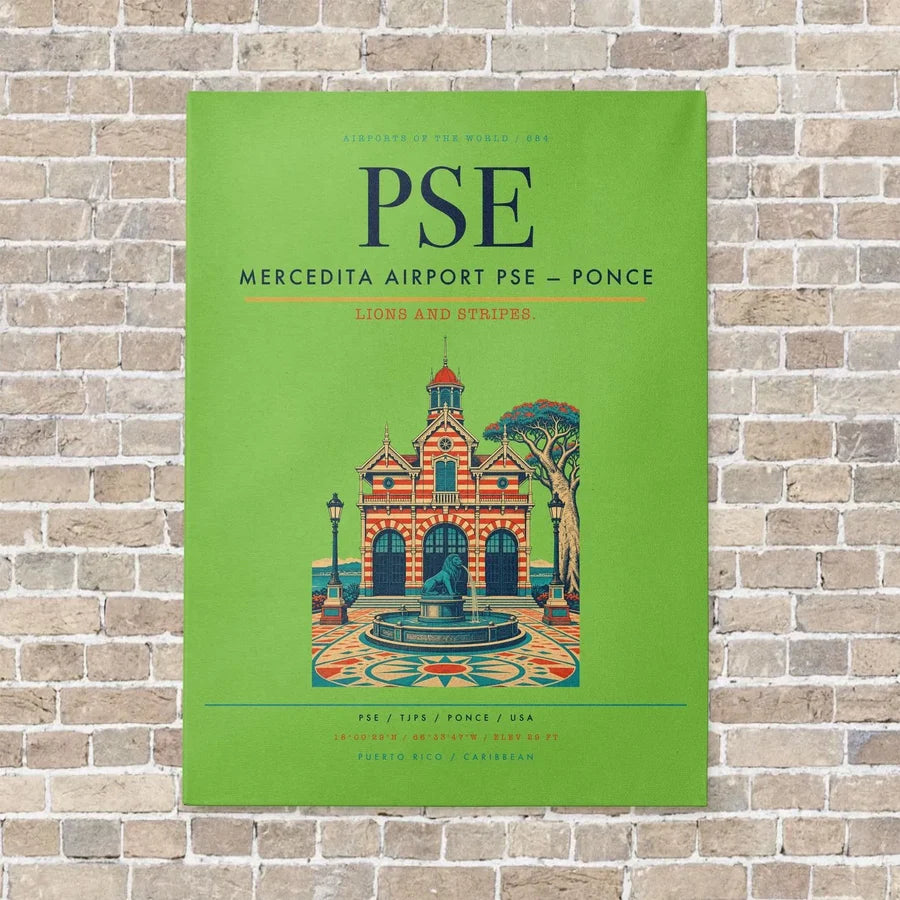 Mercedita Airport PSE — Ponce vertical canvas print - no frame - light green background