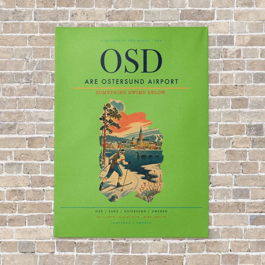 Are Ostersund Airport OSD vertical canvas print - no frame - light green background