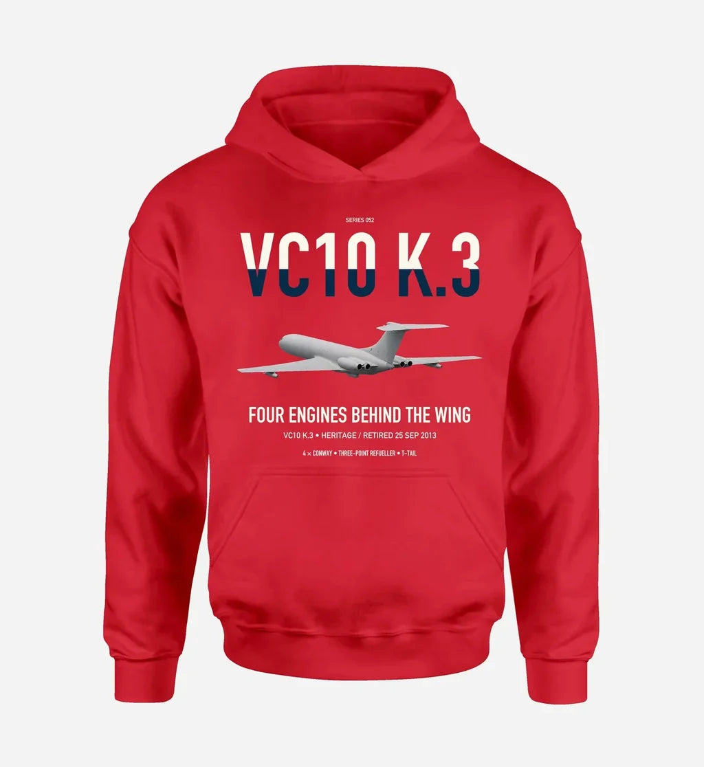 Vickers VC10 K.3 design on red double-side hoodie, single-side print