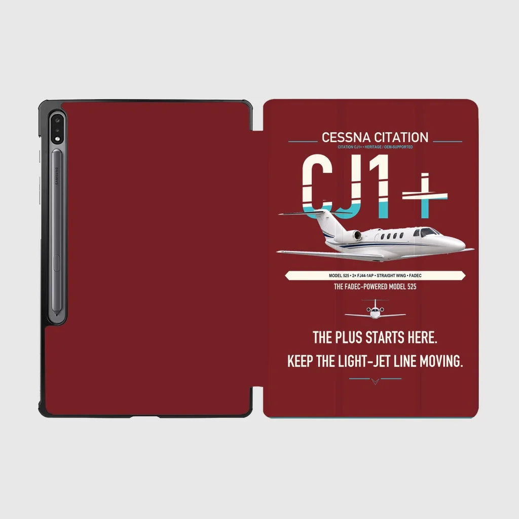 Cessna Citation CJ1+ design on dark red samsung tablet tablet case