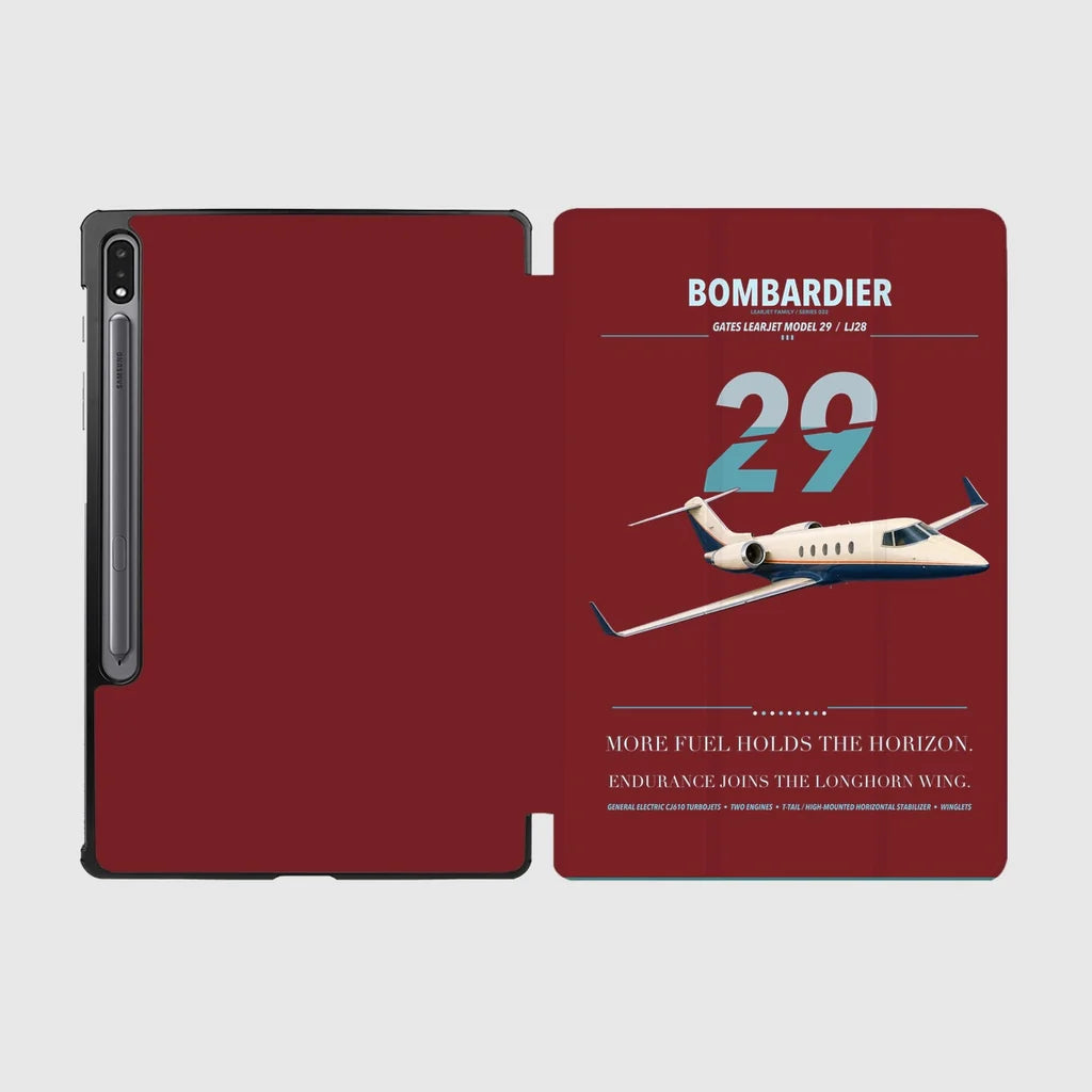 Bombardier Learjet 29 design on dark red samsung tablet tablet case