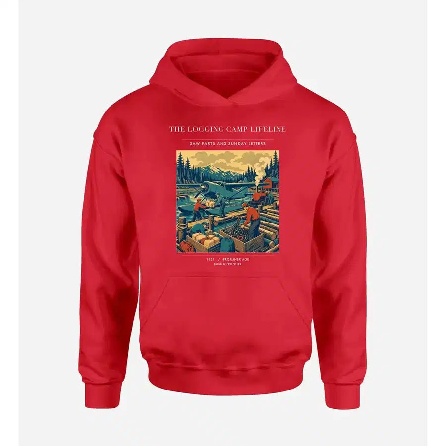 VINTAGE G4488 - The Logging Camp Lifeline - Premium Hoodie design on red premium