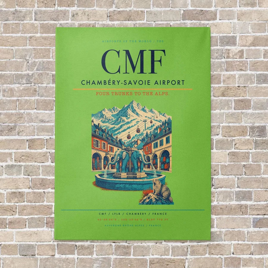 Chambéry-Savoie Airport CMF vertical canvas print - no frame - light green background