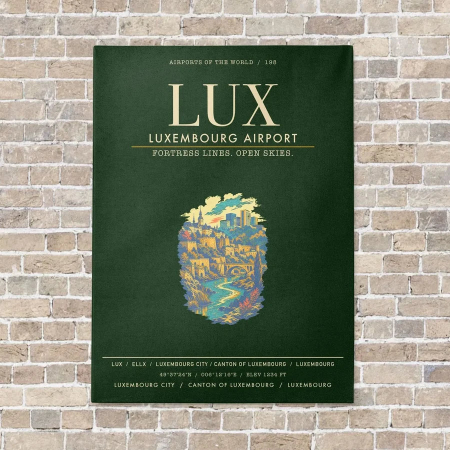 Luxembourg Airport LUX - Canvas Framed - Dark Green