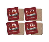 Thumbnail for C-47A Skytrain design on dark red 4 pieces set coaster