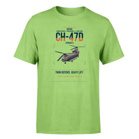 Thumbnail for Boeing CH-47D design on light green t-shirt, single-side print