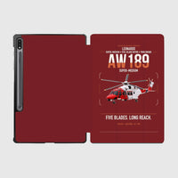 Thumbnail for Leonardo AW189 design on dark red samsung tablet tablet case