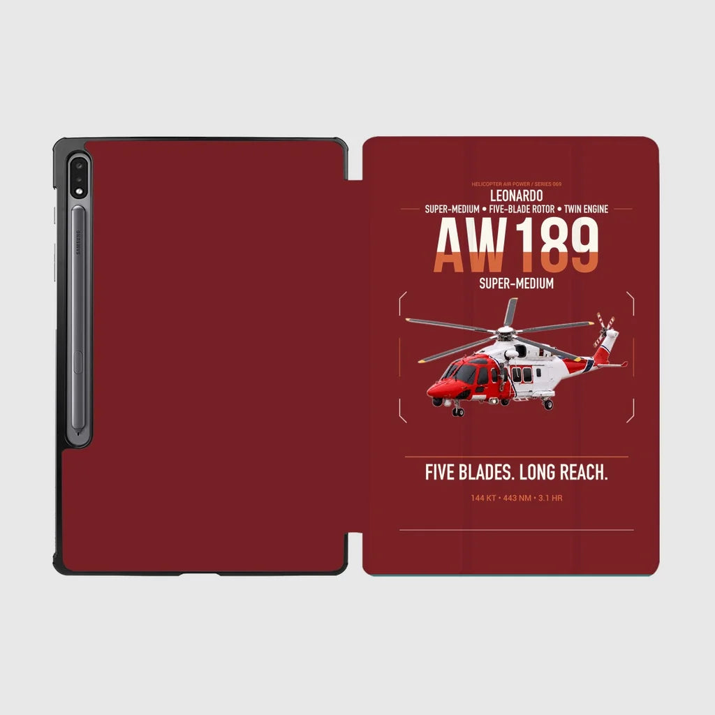 Leonardo AW189 design on dark red samsung tablet tablet case
