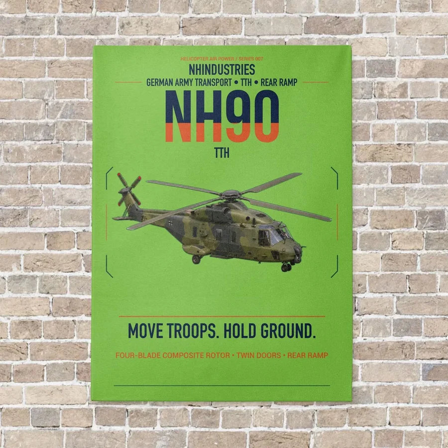 NHIndustries NH90 TTH vertical canvas print - no frame - light green background