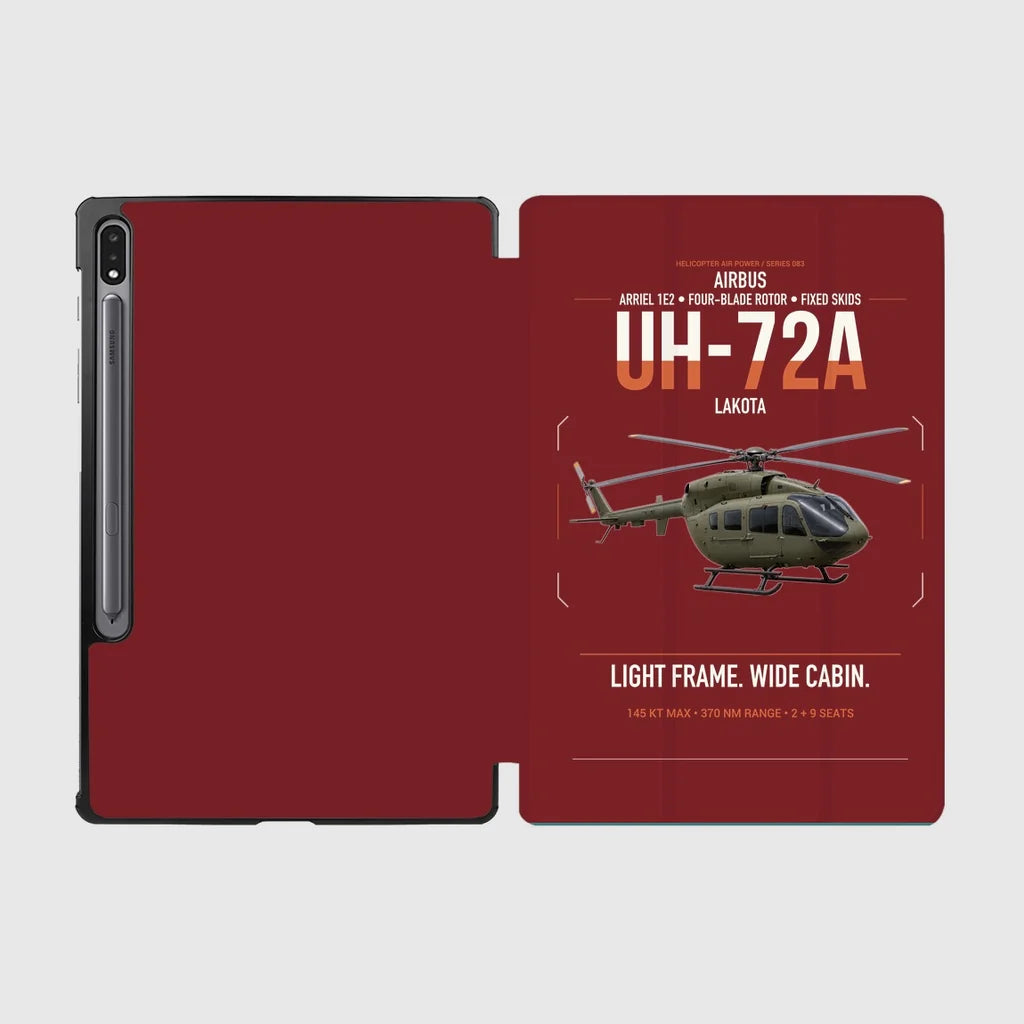 Airbus UH-72A Lakota design on dark red samsung tablet tablet case