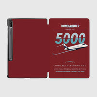 Thumbnail for Bombardier Global 5000 design on dark red samsung tablet tablet case