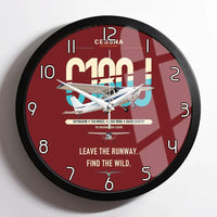 Thumbnail for Cessna 180J Skywagon design on dark red framed wall clock