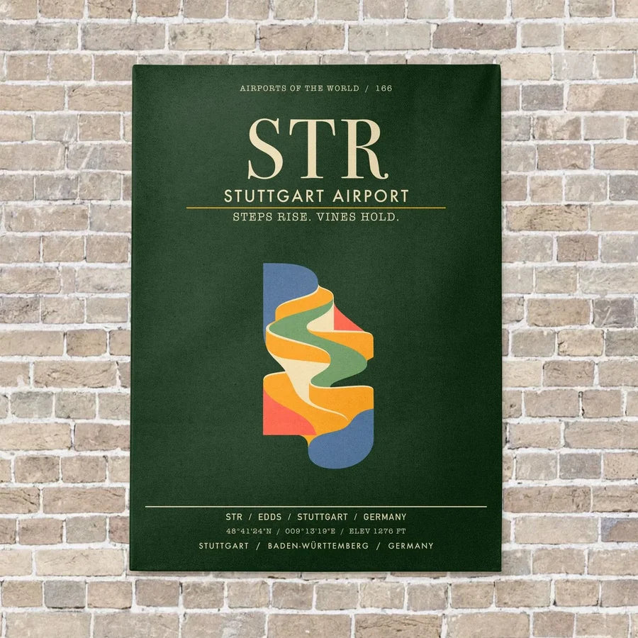 Stuttgart Airport STR - Canvas Framed - Dark Green