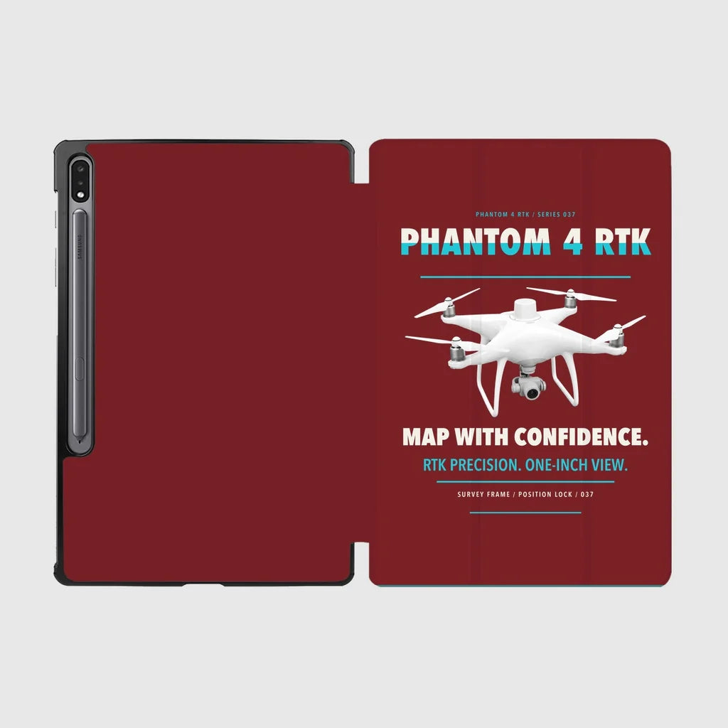 DJI Phantom 4 RTK design on dark red samsung tablet tablet case