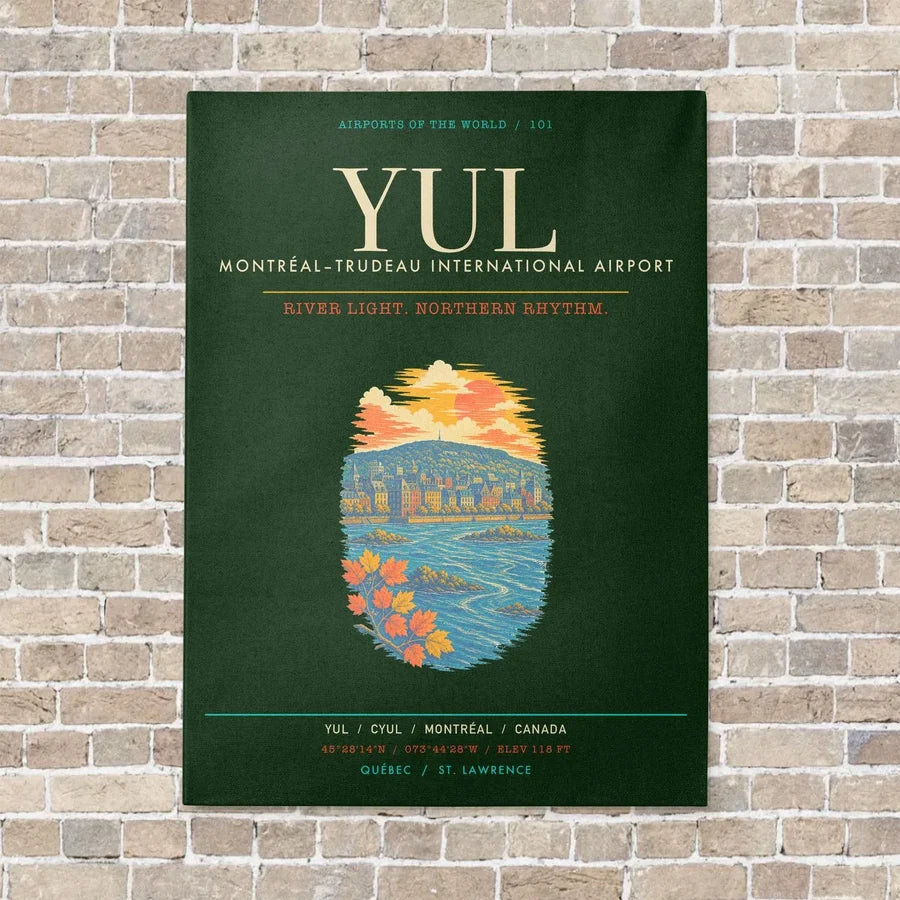 MontrealTrudeau International Airport YUL - Canvas Framed - Dark Green