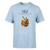 Thumbnail for Sibiu International Airport (SBZ) T-Shirt single-side front print in Light Blue | sibiu-international-airport-sbz-double-side-t-shirt