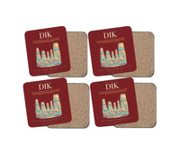 Thumbnail for Dickinson Theodore Roosevelt Regional Airport (DIK) design on dark red 4 pieces set coaster