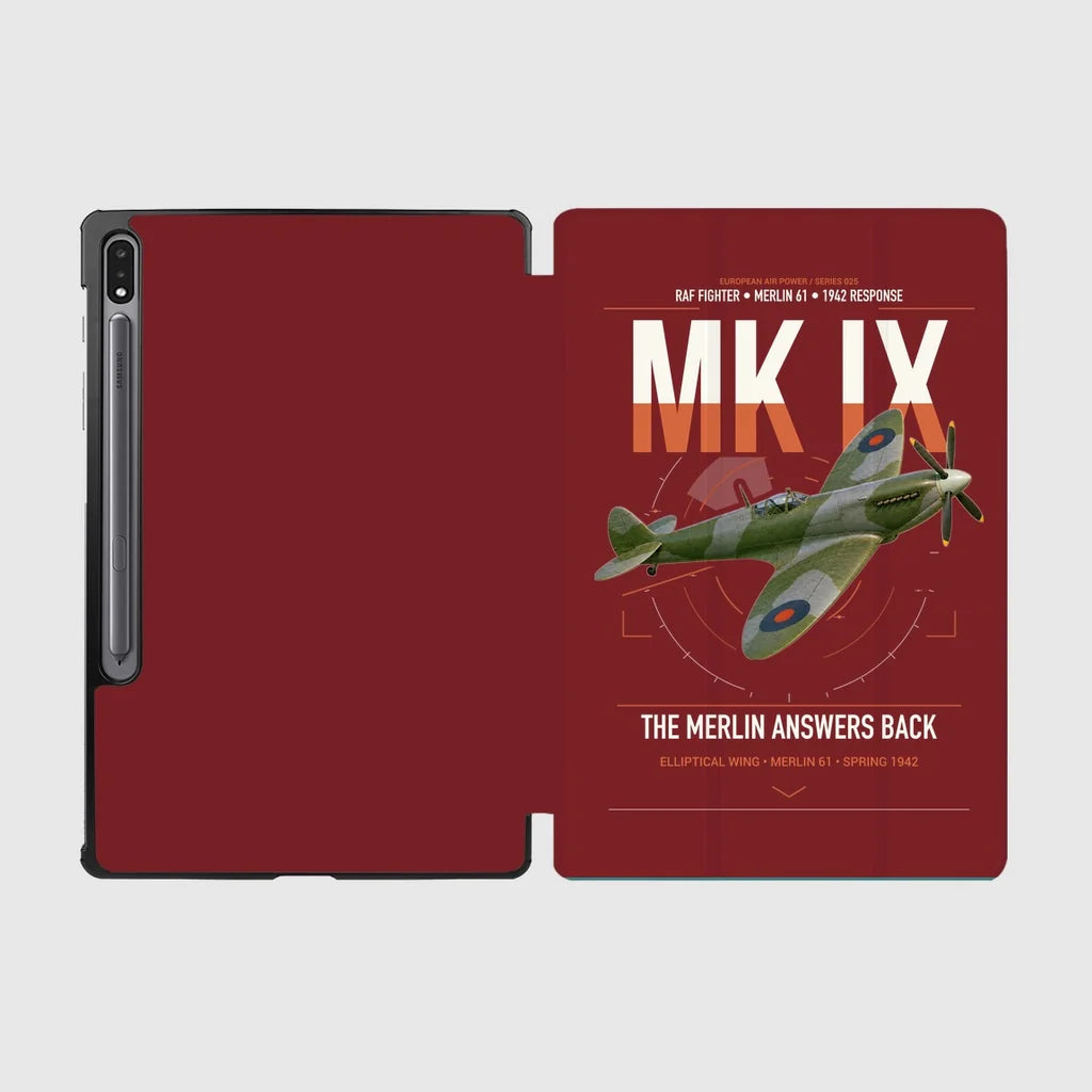 Supermarine Spitfire Mk IX design on dark red samsung tablet tablet case