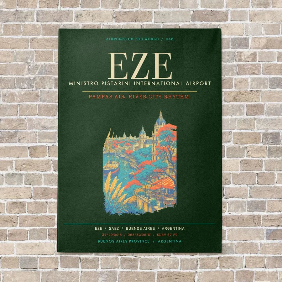 Buenos Aires Ministro Pistarini International Airport EZE - Canvas Framed - Dark Green