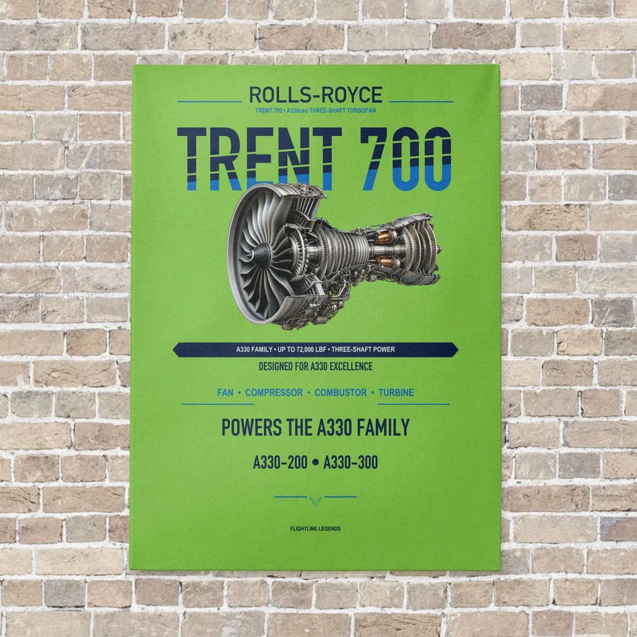 TRENT 700 vertical canvas print - no frame - light green background