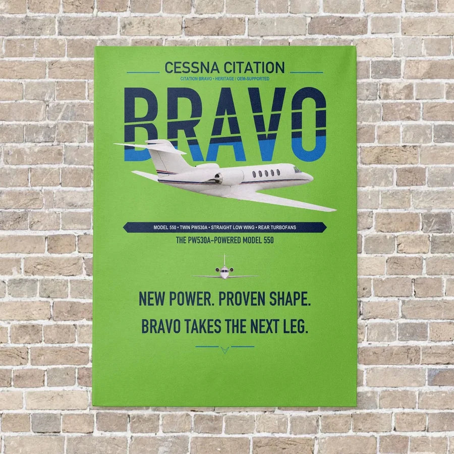 Cessna Citation Bravo vertical canvas print - no frame - light green background