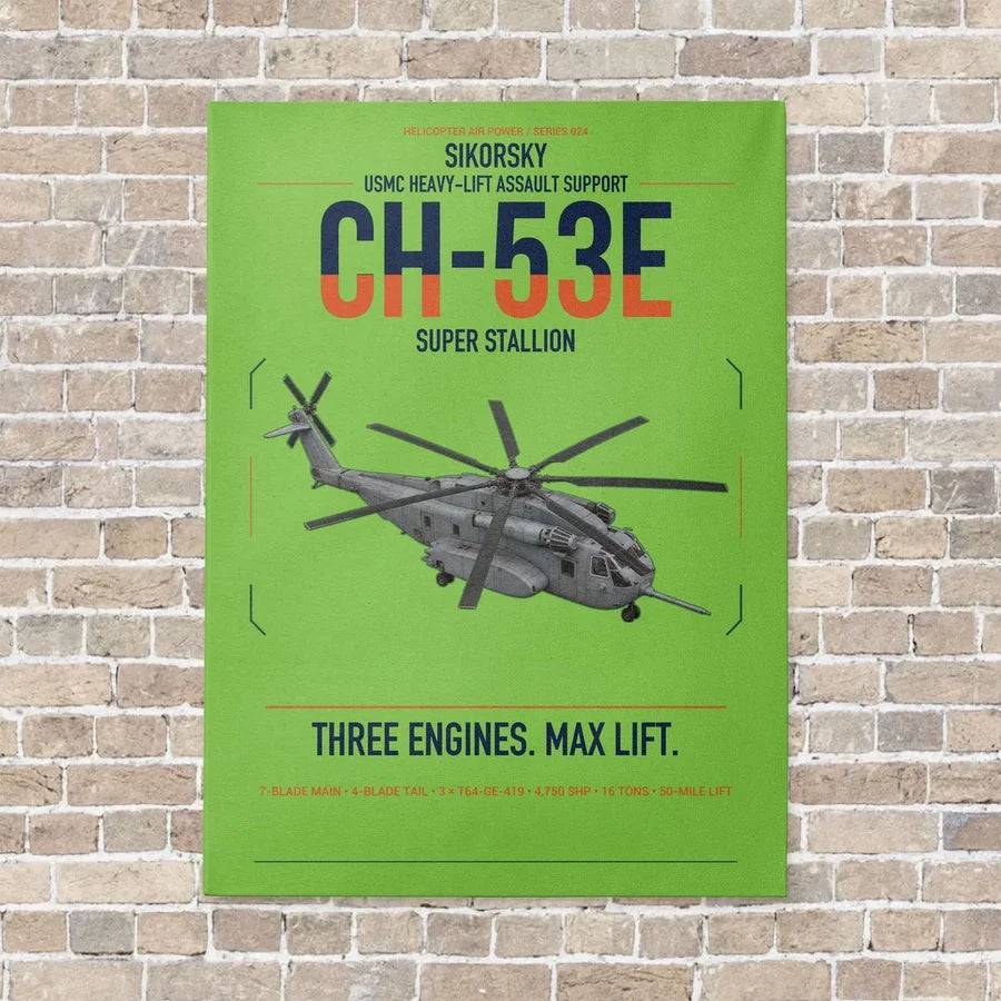 Sikorsky CH-53E Super Stallion vertical canvas print - no frame - light green background