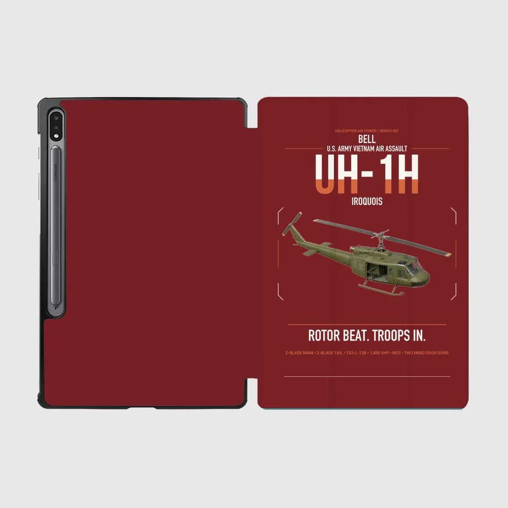 Bell UH-1H Iroquois design on dark red samsung tablet tablet case