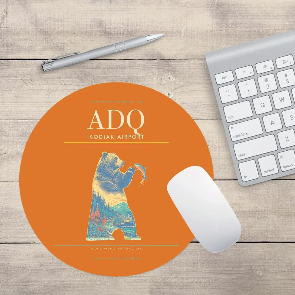 Kodiak Airport ADQ Mouse-Pad Round - Orange