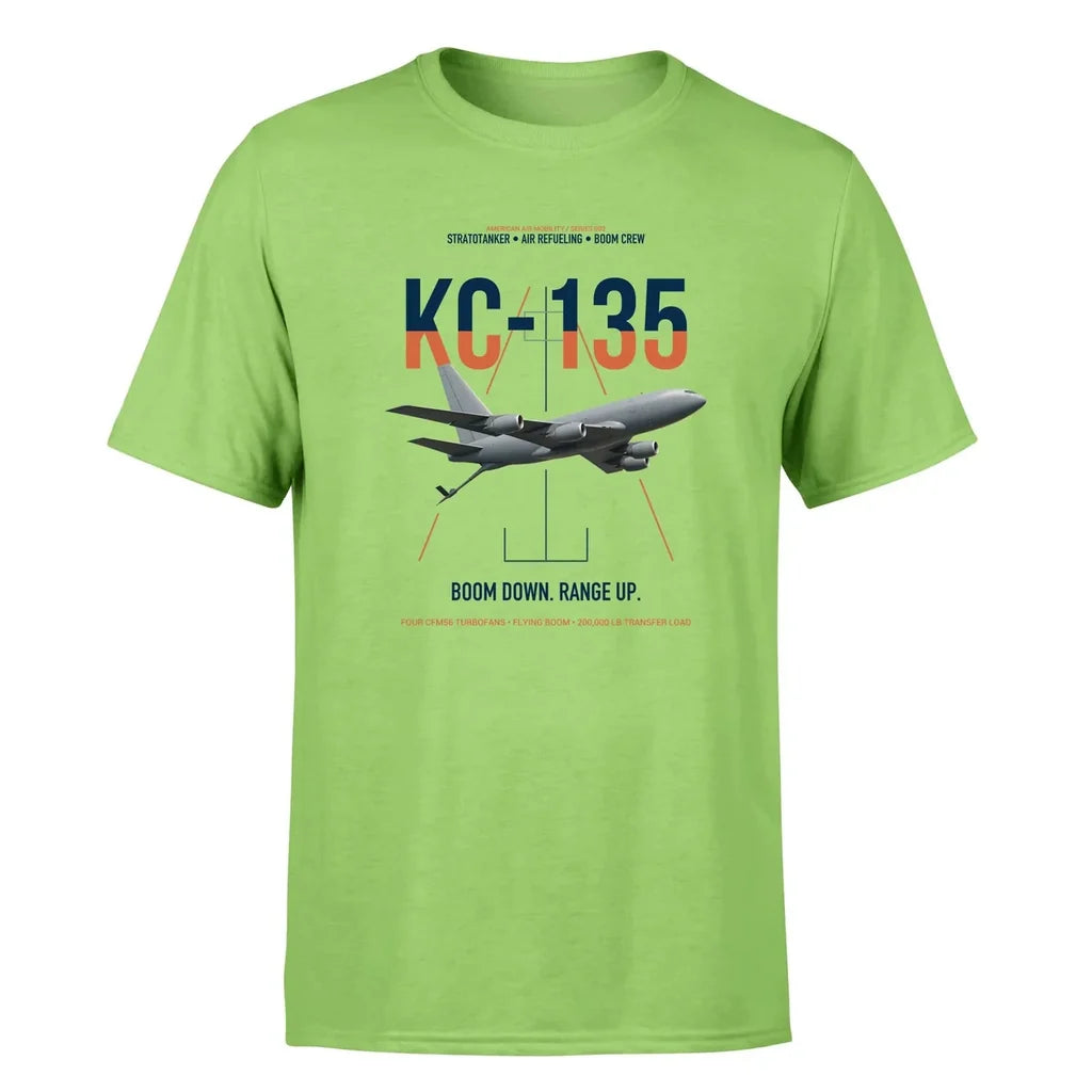 KC-135 STRATOTANKER design on light green double-side t-shirt, single-side print