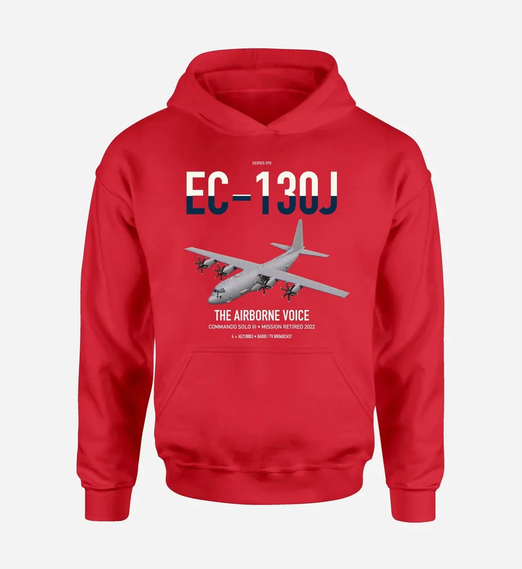 EC-130J Commando Solo III design on red double-side hoodie, single-side print