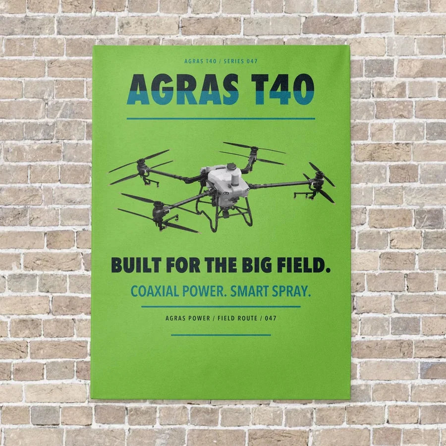 DJI Agras T40 vertical canvas print - no frame - light green background